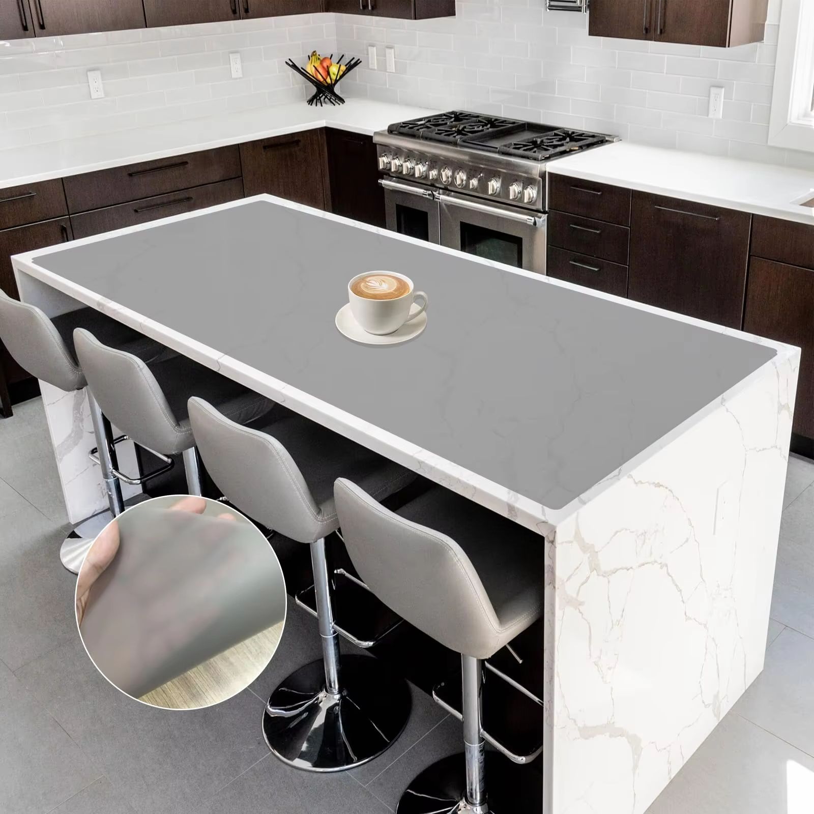 Large Waterproof Kitchen Counter Mat Heat Resistant Oil Proof Desk & Table Protector For Home & Kids 1.31x3.28ft soft Cream