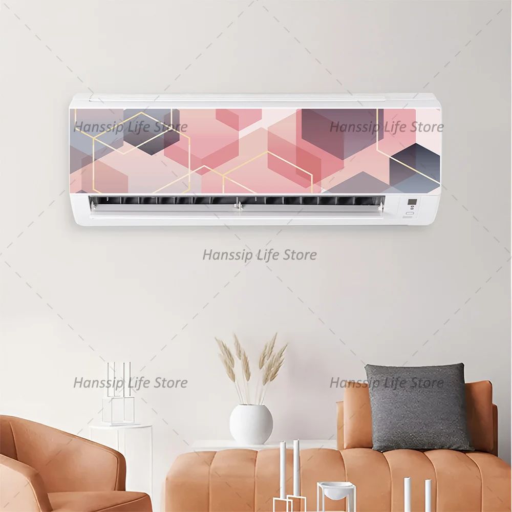 3D Geometric Air Conditioner Panel Sticker Modern Abstract AC Cover Decal For Home Decor 8 29.53 X 7.87 In