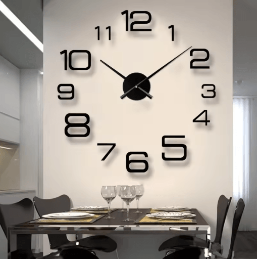Modern 3D DIY Wall Clock Large Acrylic Mirror Sticker Quartz Decors 018s