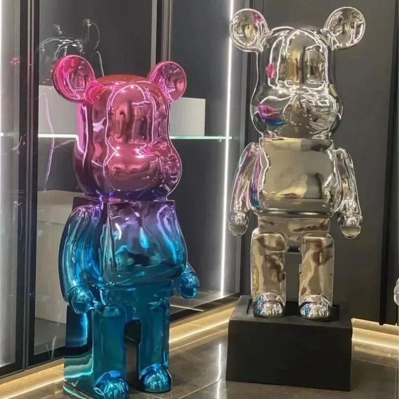 Luxury Gradient Bear Sculpture Modern Mirror Finish Home Decor black 31.50 In