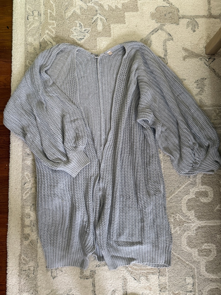 Anthropologie Sweaters | Anthropologie Cozy Cocoon Balloon Sleeve Knee Length Gray Knit Cardigan Sweater | Color: Gray | Size: M