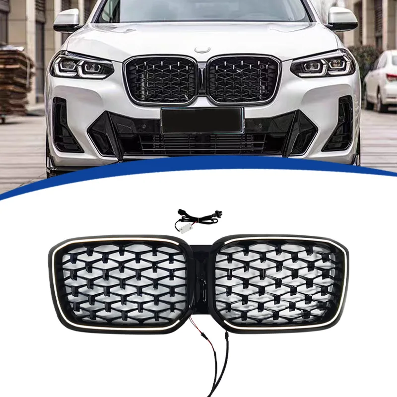 HA CONDOTTO LA Luce Griglia Per BMW X3/X4 G01 G02 G08 M40i xDrive30i xDrive20i M Sport 2022 2023 2024 Auto Paraurti Anteriore Rene Racing Grill