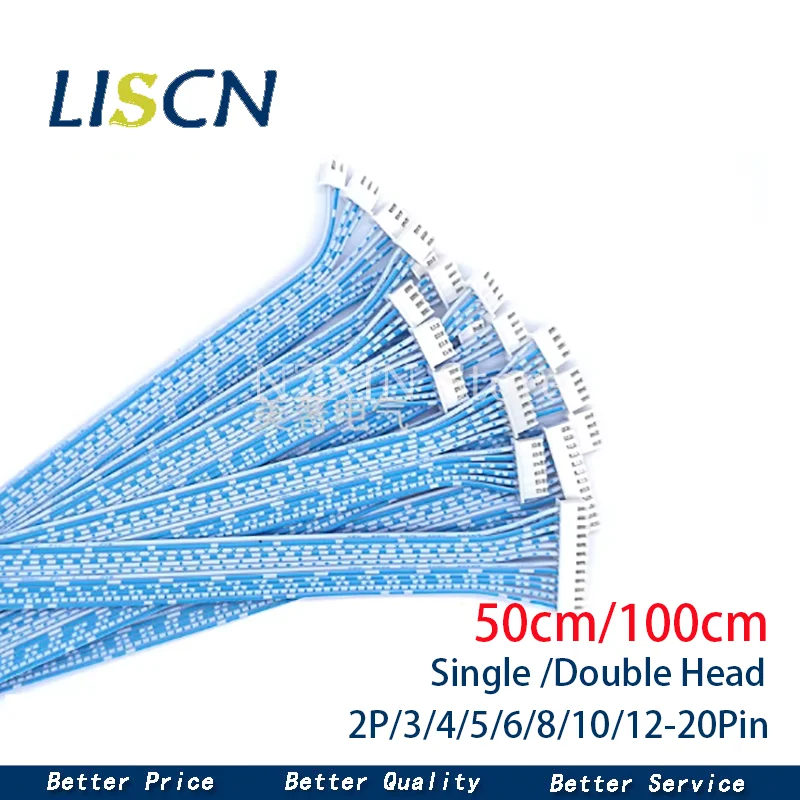1 Stück 50CM 1M 2P/3/4/5/6/8/10/12-20-Pin Einzel-/Doppelkopf-Kabelverbinder JST XH2.54 XH 2.54mm Weiß Blau Stecker Buchse Image