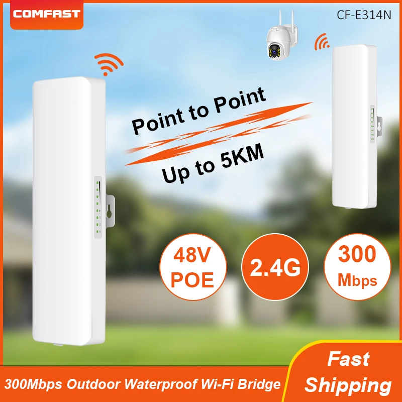 COMFAST Outdoor 5km 2.4G 300Mbps WLAN-Bridge WIFI CPE für Sicherheitsüberwachung in malerischen Gebieten/Ports/Ölfeldern/Baustellen Image