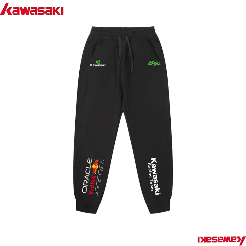 2025 Neue 100% Baumwolle Kawasaki Ninja Rennhose für Herren Casual Slow Running Motorrad Straßensport-Hose Image