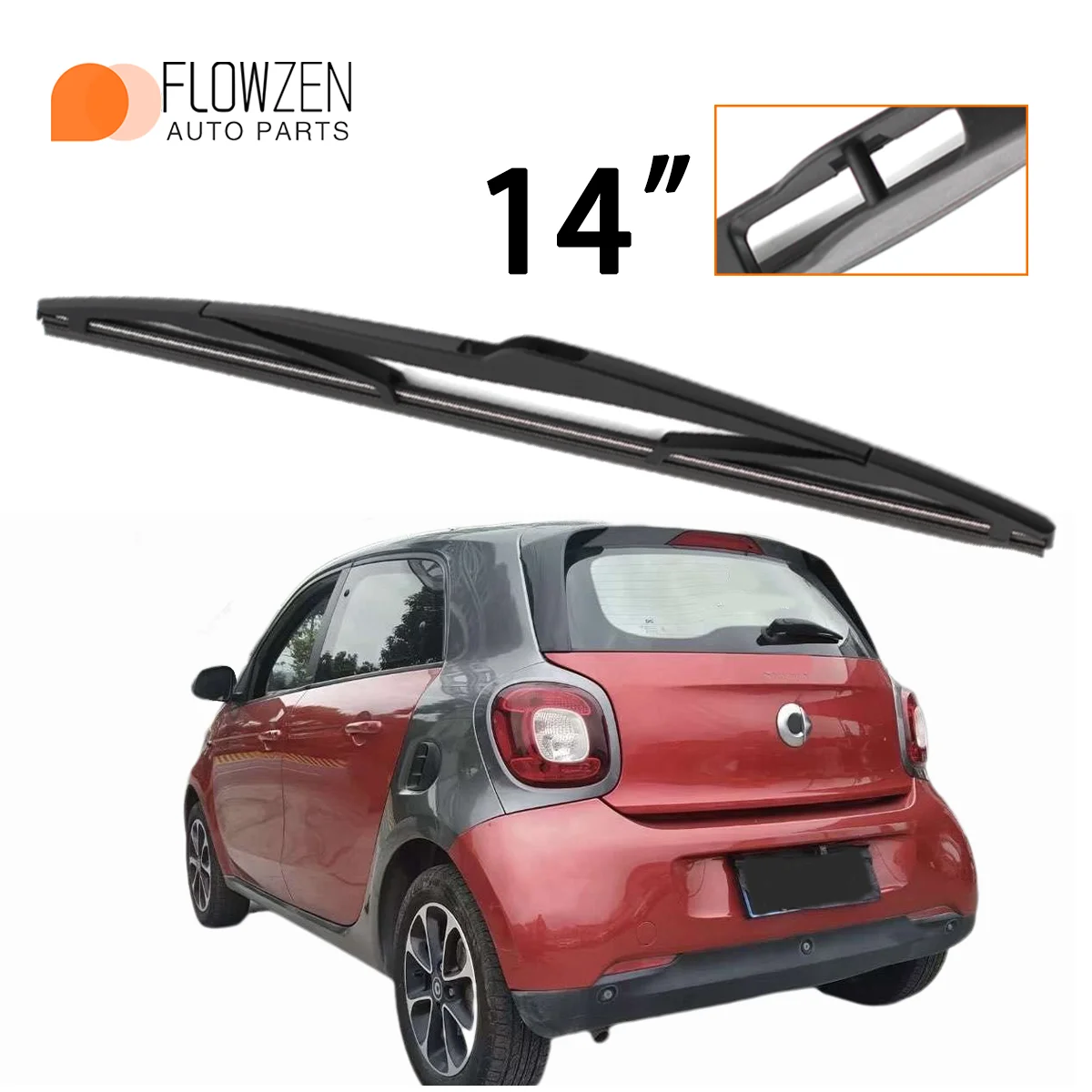 1 Stück 14-Zoll-Heckscheibenwischer, passend für Smart Forfour 454, Baujahr 2004-2007, Scheibenwischerblatt, Autozubehör Image