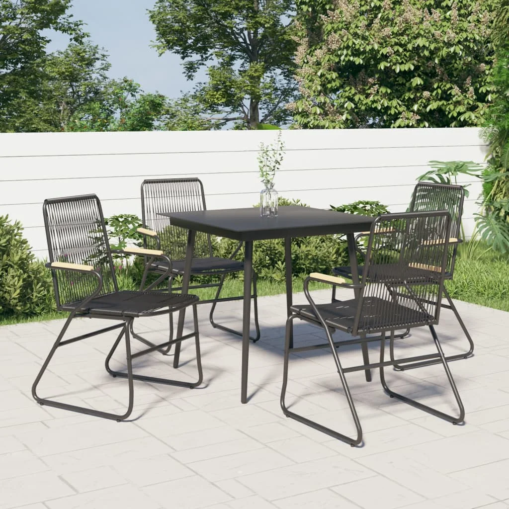 Gartenstühle, 4er-Set, schwarz, 58 x 59 x 85,5 cm, Rattan-PVC. Outdoor-Stühle, erhältlich für Gärten, Pools, Strände im Innen- und Außenbereich Image