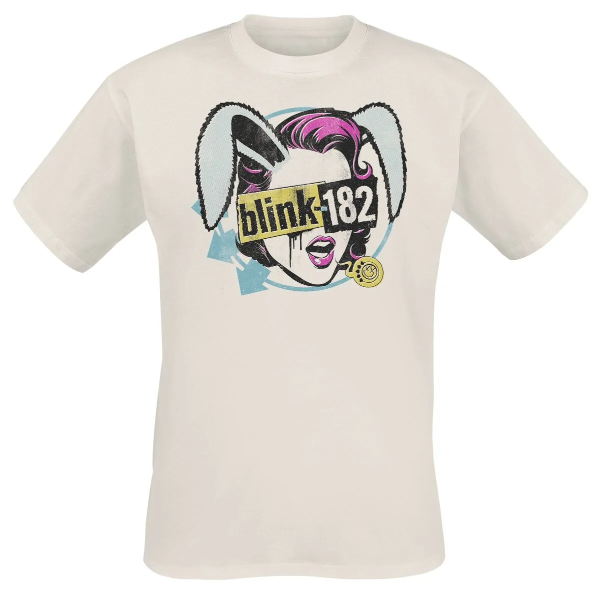 Blink-182 Bunny Ears Girl Logo Print Baumwoll-T-Shirt Pop Punk Streetwear Unisex Rundhals-Kurzarm-T-Shirt