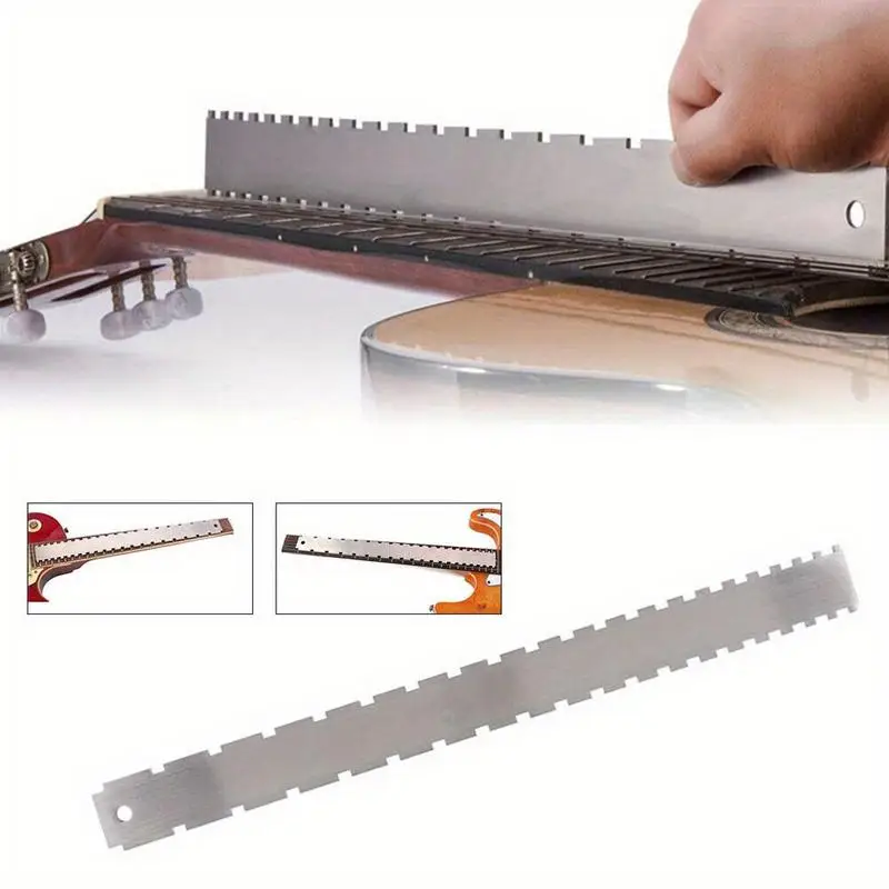 1 Stück Edelstahl Gitarrenhals-Lineal zur Bündnivellierung, Gitarrenbauer-Werkzeug für Gitarrenkorpus Image