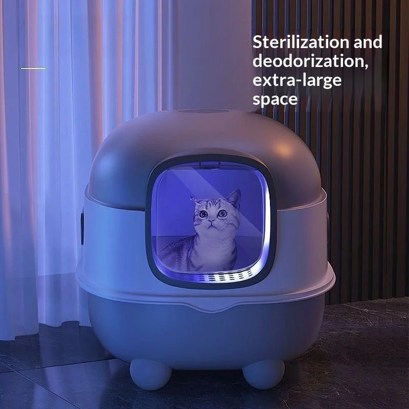 Automatische Selbstreinigende Vollständig Geschlossene Intelligente Katzentoilette, Geruchskontrolle Anti-Spritz Katzenklo, für Große Katzen im Innenbereich Image