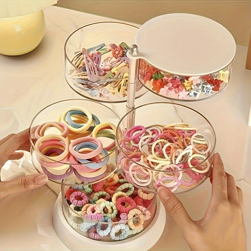 3/4/5-lagiger drehbarer Schmuckaufbewahrungs-Organizer, Haarschmuck und Haarring-Displaybox für Schminktisch, Make-up-Organizer