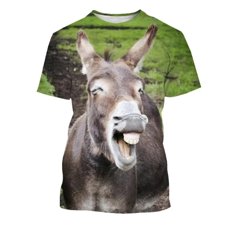 Neuartige 3D-Tier-Esel Y2k Grafik T-Shirts für Männer und Frauen Mode Lässiges Persönlichkeits-T-Shirt Streetwear Kurzarm Lustiges T-Shirt Image