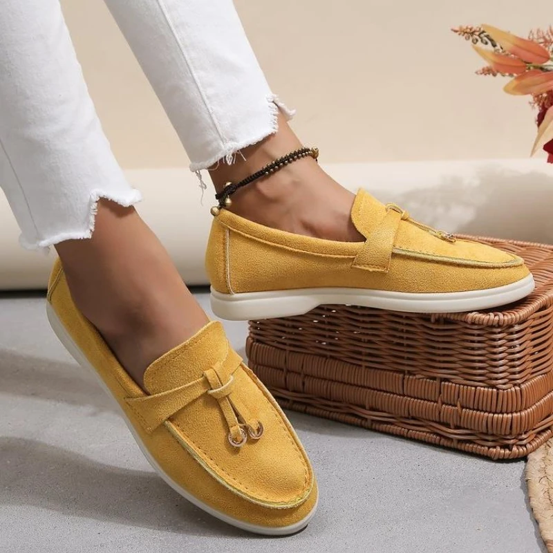 Damenmode, flache Freizeitschuhe, Wildlederimitat, elegantes Slipper-Design, atmungsaktive Slip-on-Schuhe, Herbst, lässige Business-Damenschuhe