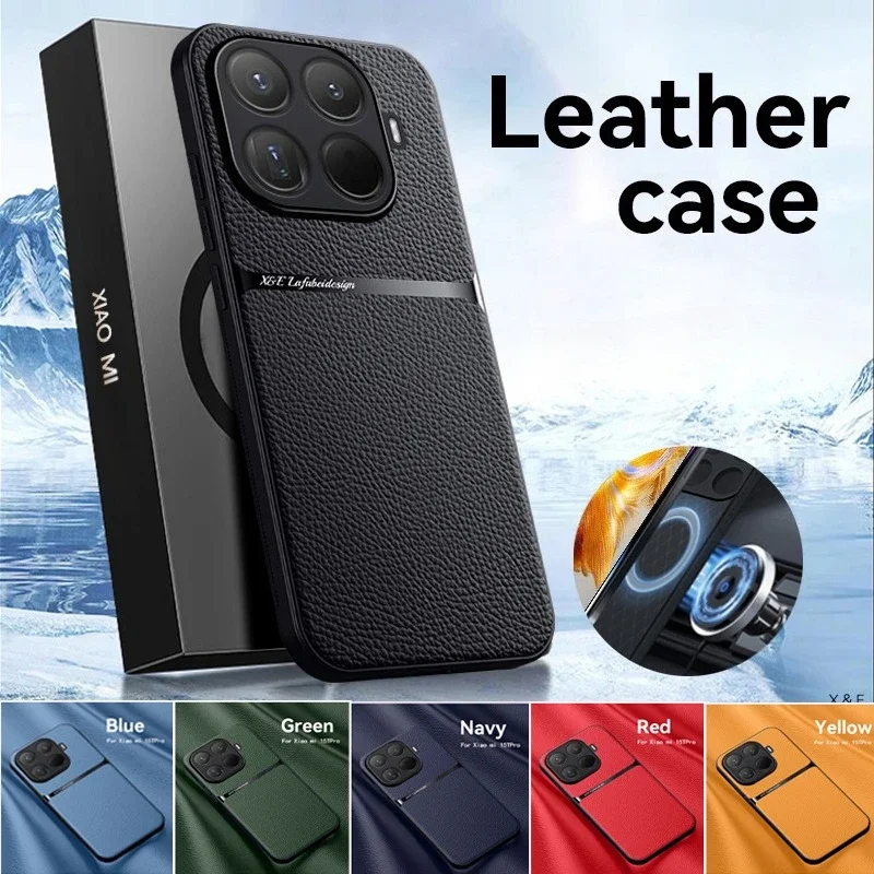 EUCAGR Luxus PU Leder Fall Coque Für Xiaomi 15T Pro Xiaomi 15 15Pro Max Magnet Shell Telefon Fall für Xiaomi 15T Pro Zurück Abdeckung Image