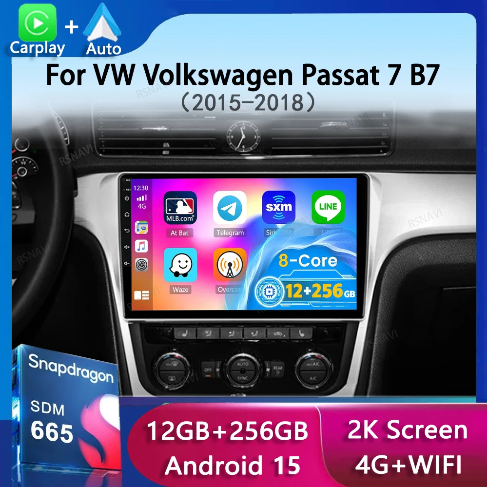 Android 16 Carplay Auto Für VW Volkswagen Passat 7 B7 NMS 2015-2018 Auto-Radio Multimedia-Videoplayer GPS-Navigation Stereo 2din Image