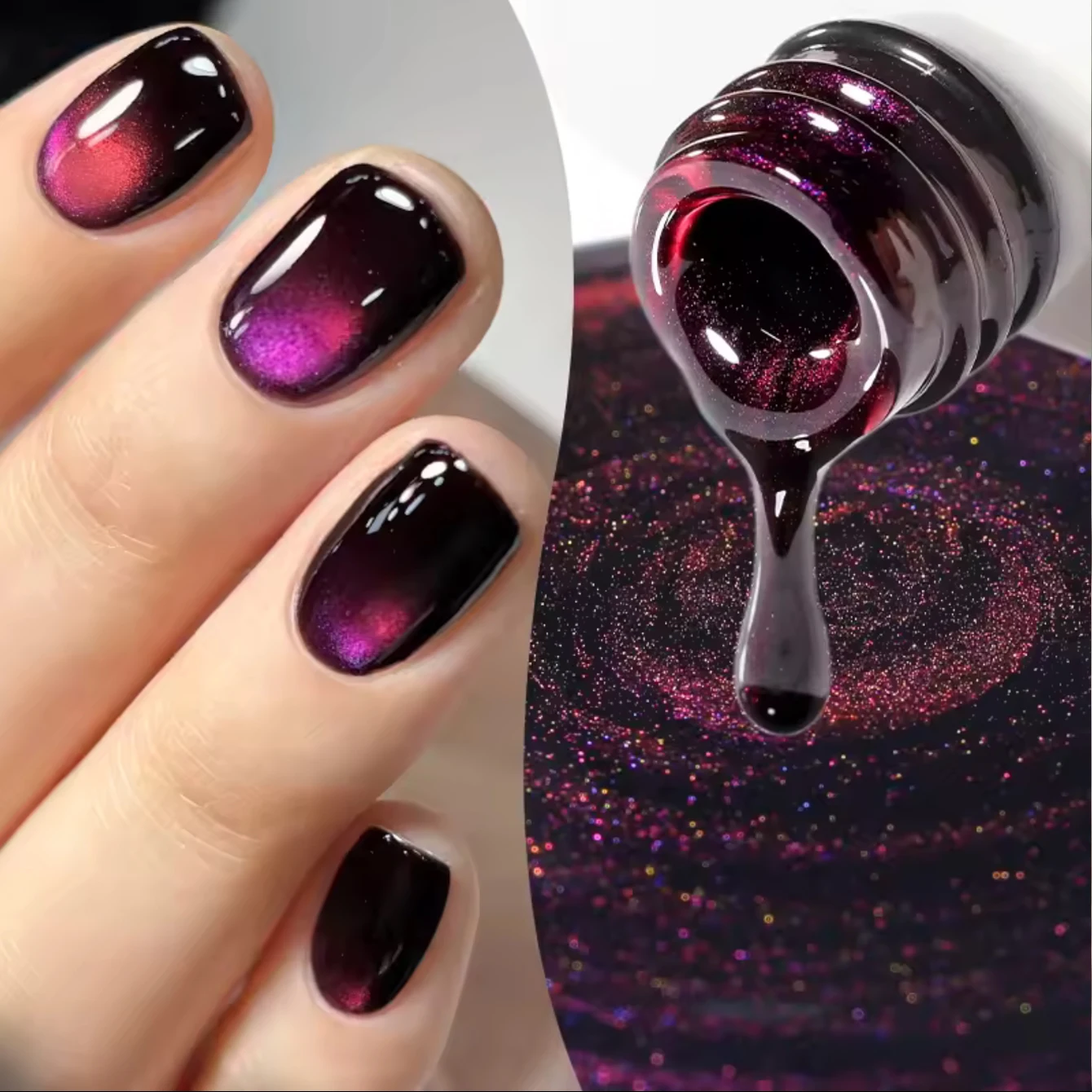 MIANEL 2026 10ML Aufhellender Lila Katzenauge-Gel-Nagellack Fortschrittlicher Dunkel-Lila Glasperlen-Katzenauge-Nagellack für Maniküre Image