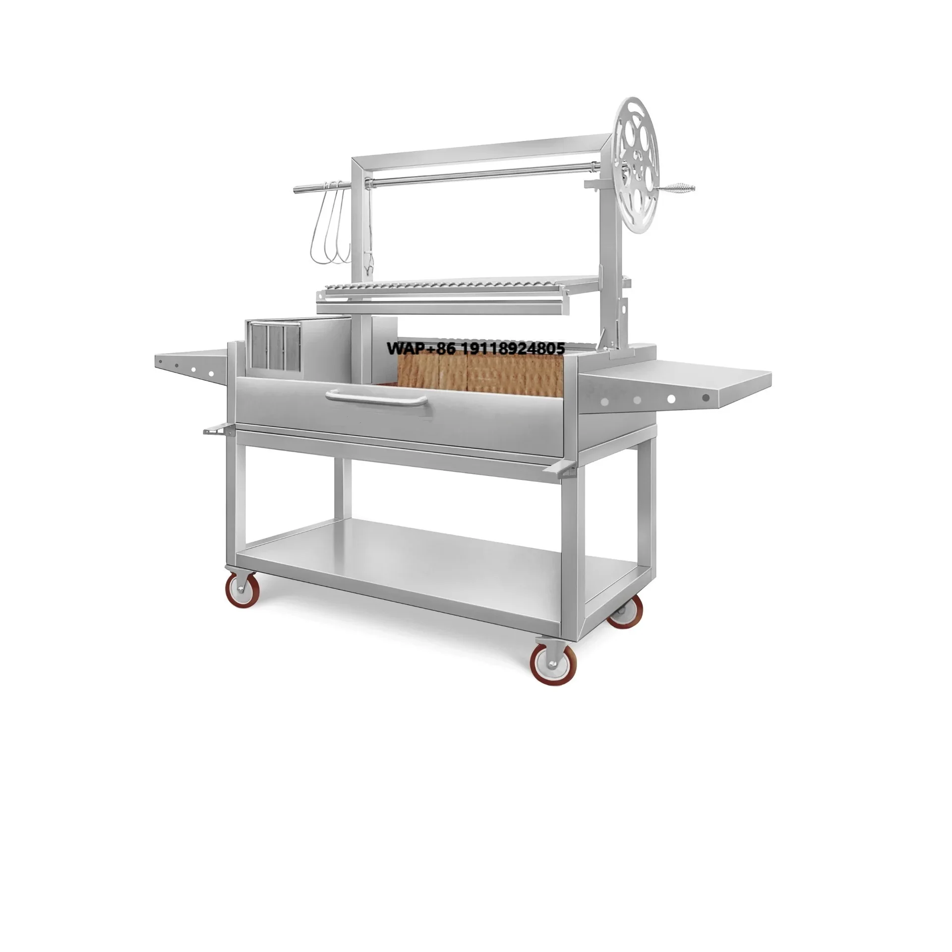 Tagwood Holzkohlegrill mit Ratschen- und Klauenliftsystem, Edelstahl-Feuersteine, Parrilla/Santa Maria/Argentinischer BBQ-Grill Image