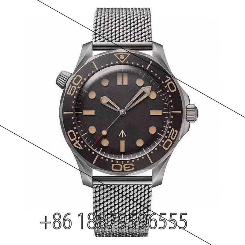 No Time To Die Keramiklünette 007 Luxus-Herrenuhr mit automatischem mechanischem Uhrwerk, Edelstahl, Segeltuch, Saphir, 42 mm, Herrenuhren Image