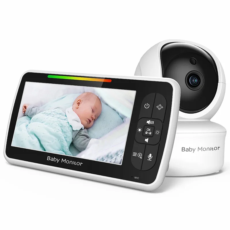 SM650 5-Zoll-LCD-Bildschirm Drahtloser Babymonitor mit Videokamera Nachtsicht Zwei-Wege-Audio Temperatursensor Schlaflieder Schwenk-/Neigefunktion Image
