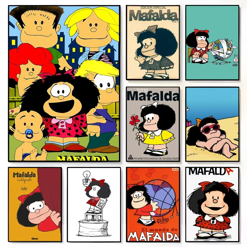 Satirischer politischer Comic-Anime M-Mafalda Poster Amerikanischer Film Wandbild Heim Kinderzimmer Wanddekoration Druck Image