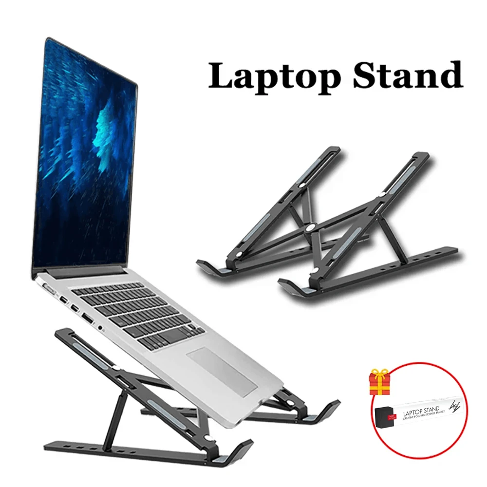 Tragbarer, verstellbarer Laptop-Ständer, faltbare Notebook-Halterung, Computer-Monitor-Halter für MacBook Air, iPad, Tablets, Basiszubehör Image