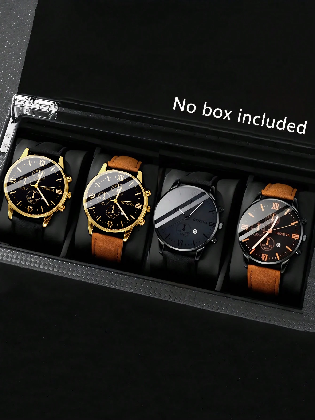 Lässige Herren-Quarzuhr mit rundem Gehäuse und PU-Lederarmband, geeignet für den täglichen Gebrauch, Geburtstagsgeschenk, ohne Box Image