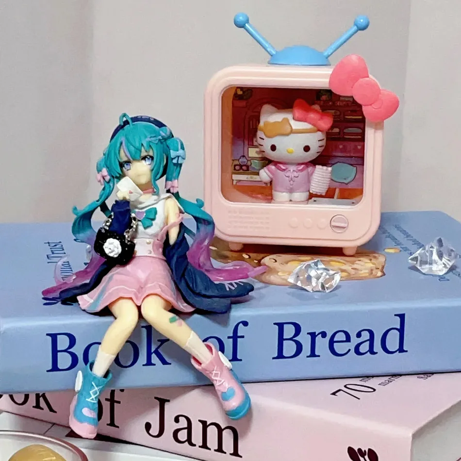 14CM Hatsune Miku Anime-Figur, Matrosenanzug, rosa Sakura, sitzende Pose, PVC-Actionfigur, Modellspielzeug, Dekoration, Sammlerstück, Geschenk Image