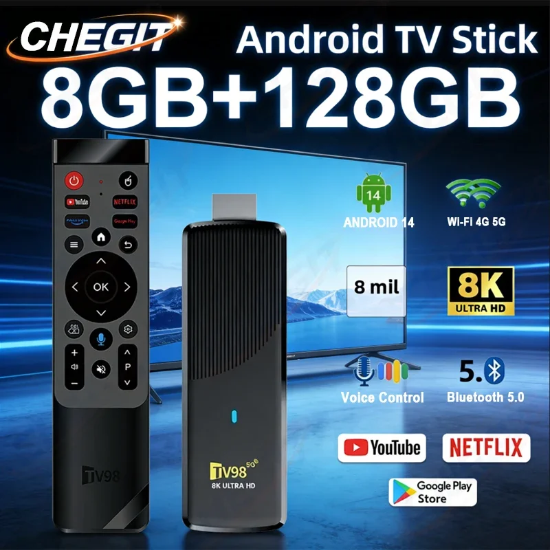 Android 14 X9 Smart TV Box Wifi6 4-Kern Unterstützt 8K Video Google Sprachassistent 8GB+128GB für Netflix YouTube Media Player Image