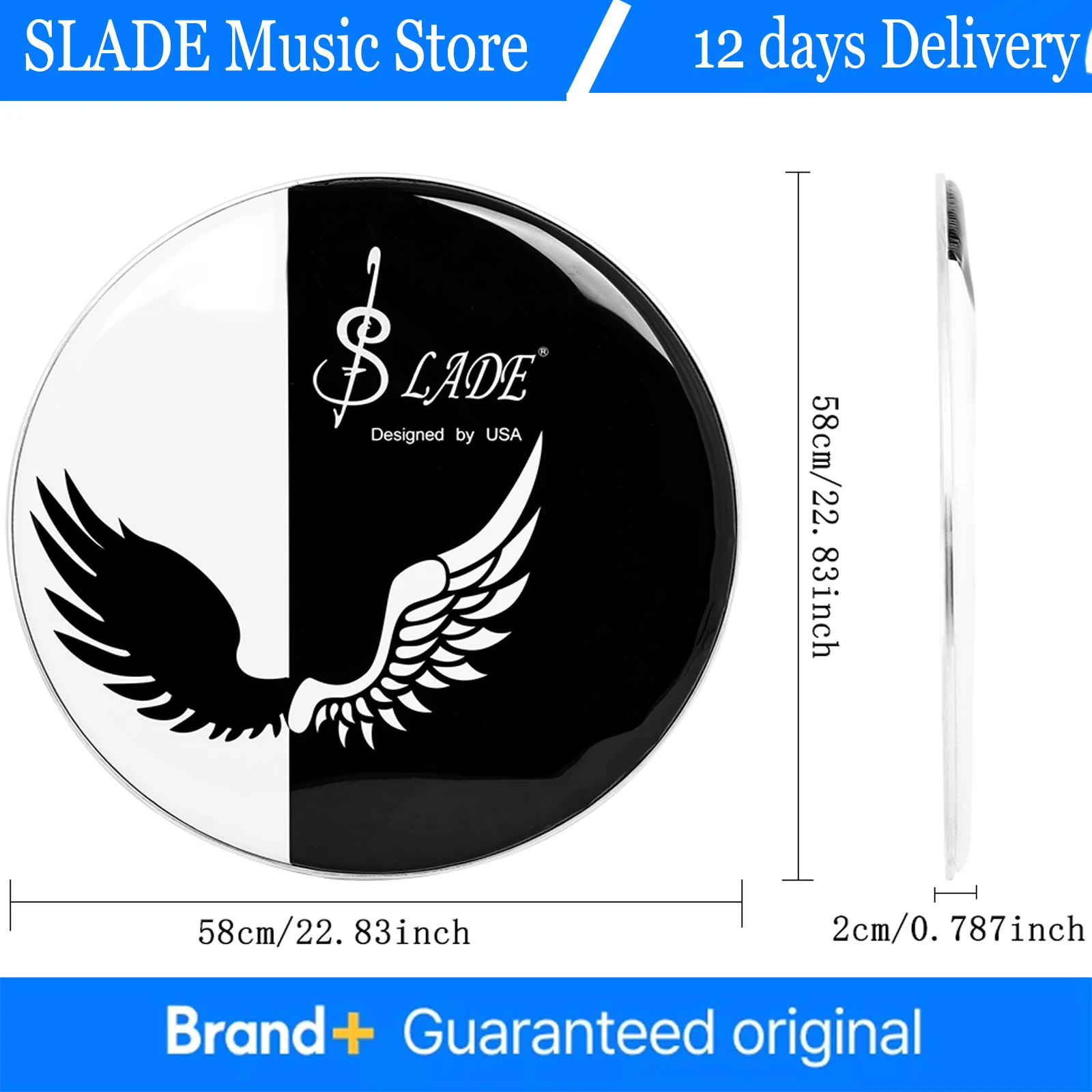 22-Zoll-Drumhead Bass Drum/Kick Drum Drum Head Skin Drum Set Percussion Instrument Zubehör Ersatzteile Image