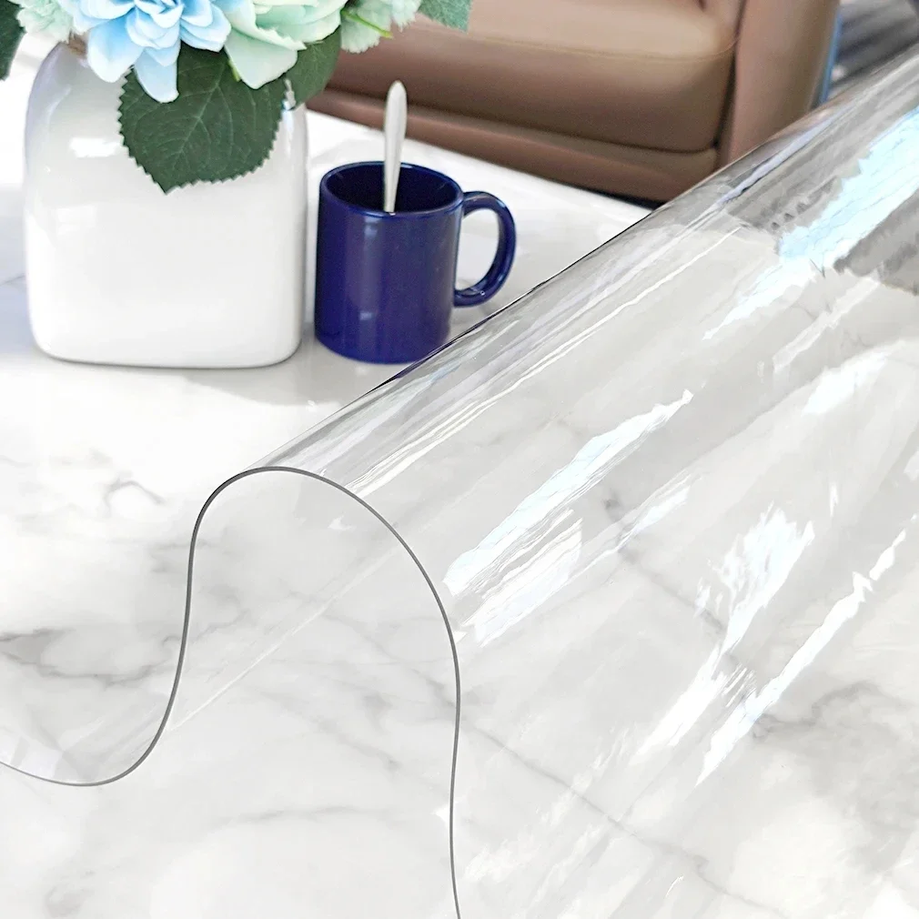 1,0 mm weiche Glas-Tischdecke, transparente PVC-Tischdecke, wasserdicht, ölbeständig, für Küche, Esstisch, Abdeckung für rechteckigen Tisch