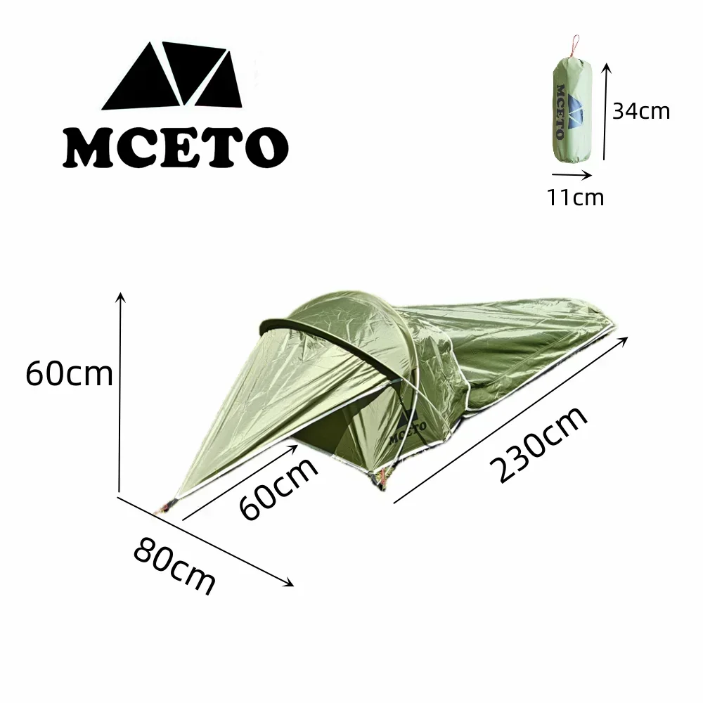 Ultraleichtes Campingzelt für eine Person, Outdoor-Schlafsack, Zelt, tragbar, Wandern, Trekking, Rucksack, Zelt, 4-Jahreszeiten-Tunnel Image