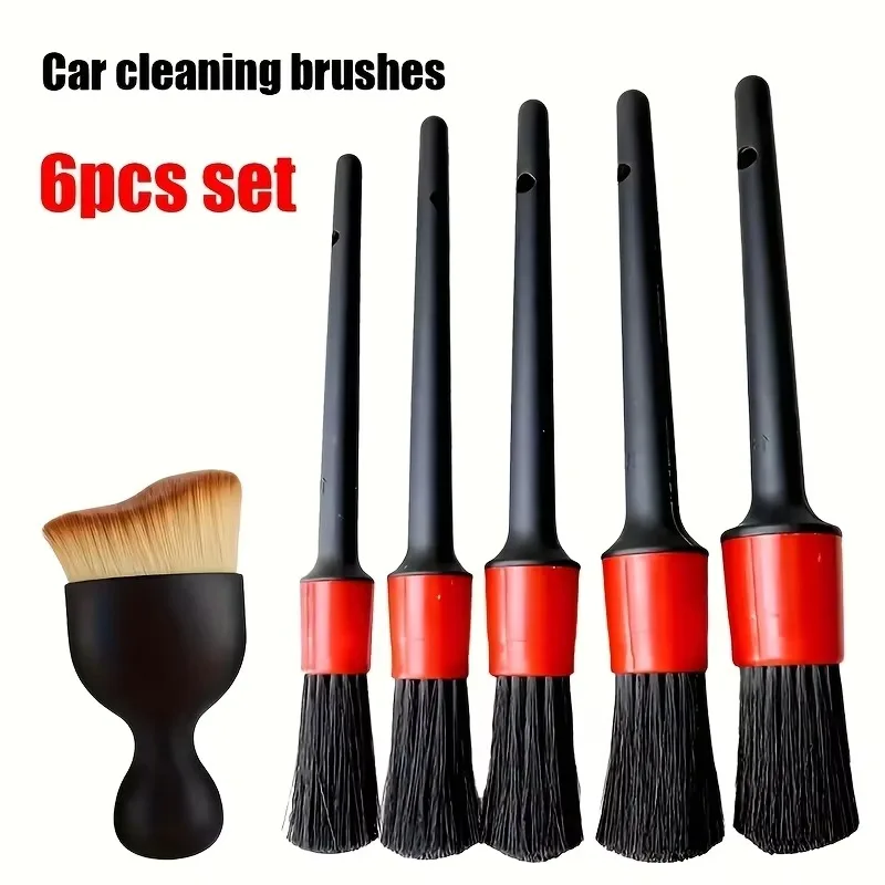 6-teiliges Car Wash Care Detailing Brush Set, zum Reinigen von Rollen, Armaturenbrettern, Lüftungsschlitzen und mehr, Autoreinigungsbürsten, Autozubehör Image