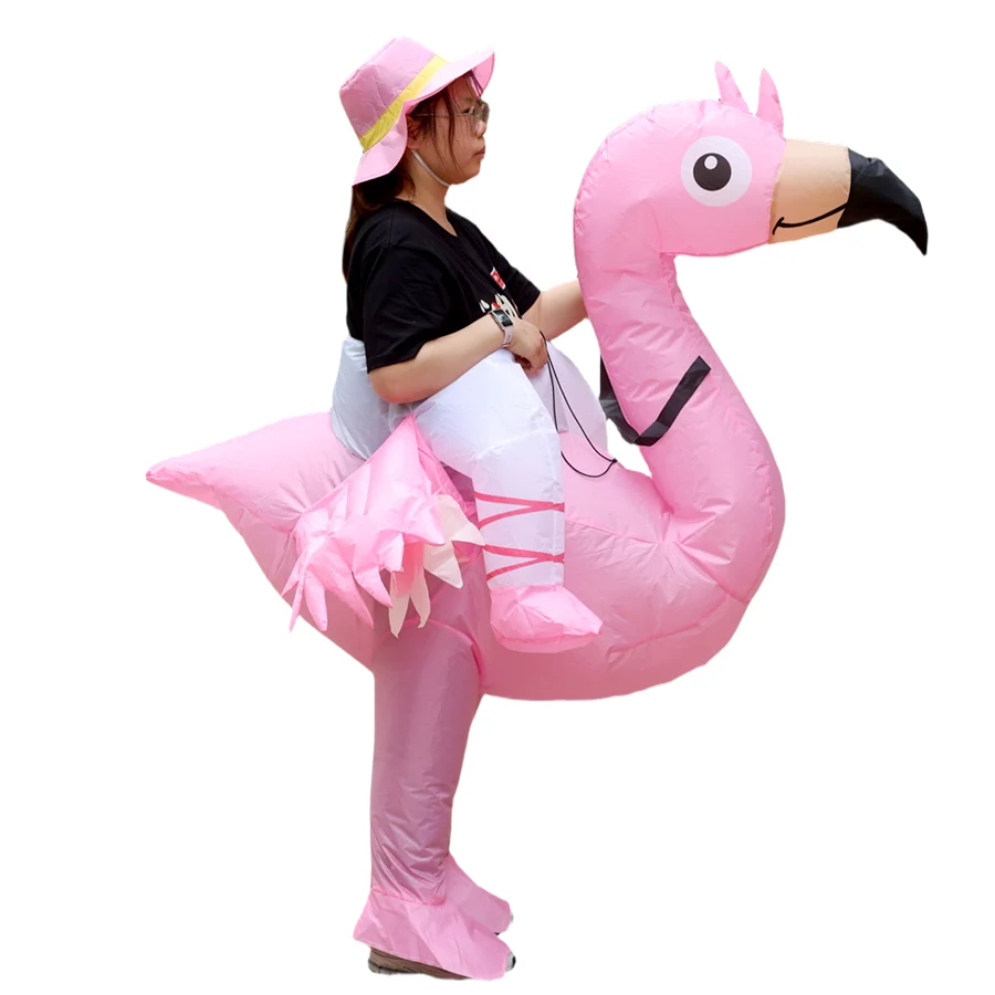 Aufblasbares Kostüm eines rosa Flamingos, Maskottchen-Kostüm für Erwachsene, Männer und Frauen, rosa Straußenkostüm, Cartoon-Maskottchen, Party-Rollenspiel