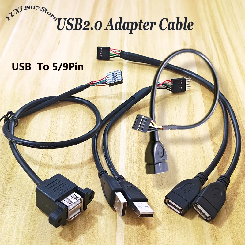 USB2.0 zu 5/9-Pin Verlängerungskabel Dual-Buchse/Stecker Adapter Hauptplatinen-Header zu Dual-USB-Adapterkabel für PC DIY Bluetooth & RGB Image
