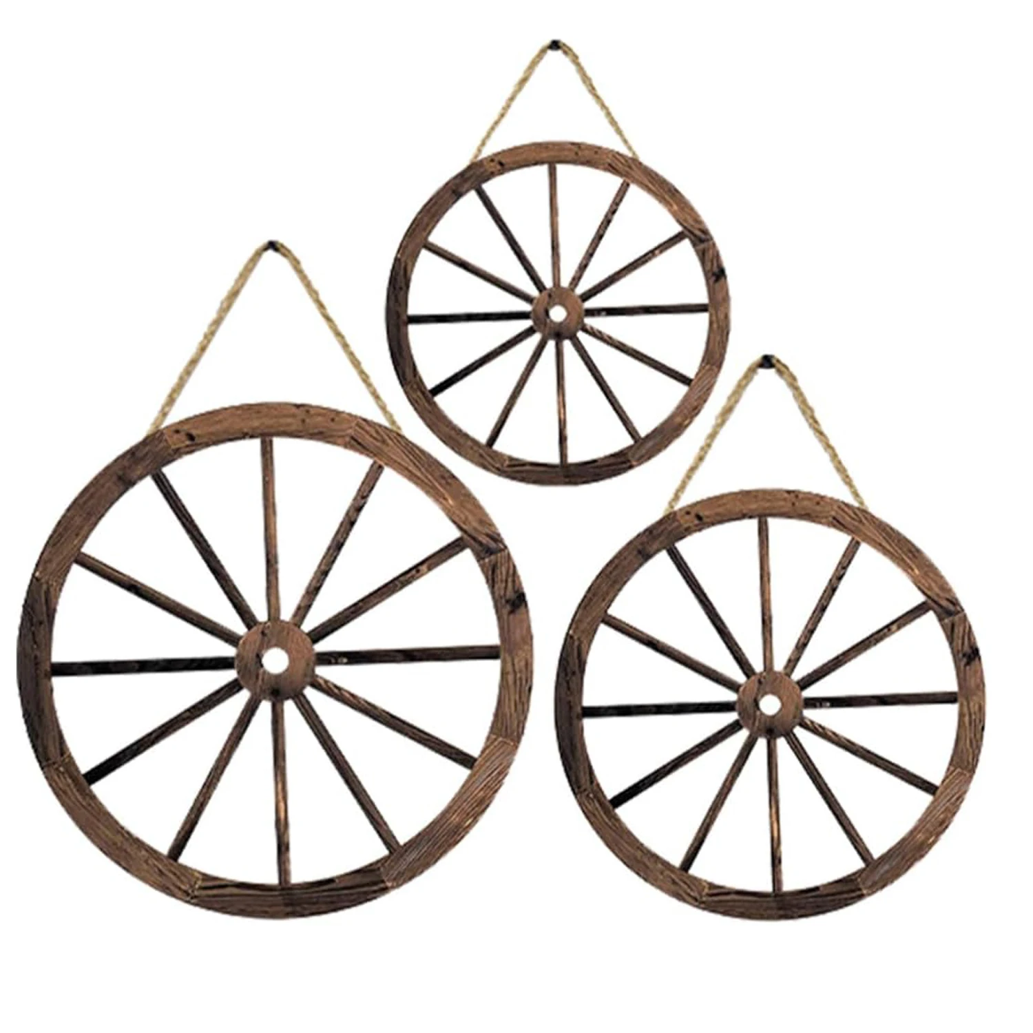 Holz-Wagenrad-Deko 12/10/8 Zoll Western Cowboy Party Dekorationen Vintage Rustikale Wagenräder Rustikale Garten-Hängedeko