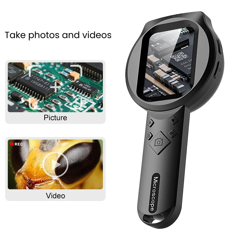 1080P HD-Kamera Digitaler Vergrößerer 2,8'' IPS Handlupe 100X Tragbares Mikroskop Foto Akku 500mAh Image