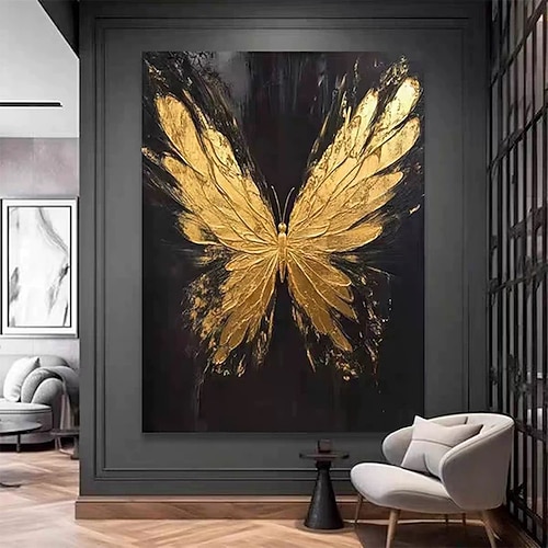 Mintura, handgefertigte abstrakte Schmetterlings-Ölgemälde auf Leinwand, Wanddekoration, moderne Tierbilder für die Heimdekoration, gerollt, rahmenlos, ungespannt Image