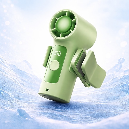 Tragbarer Mini-Ventilator mit Clip, 13.500 U/min, wiederaufladbar, mit LED-Anzeige, 360° drehbarem, abnehmbarem Clip, ideal für Kinderwagen und als Reiseaccessoire, perfektes Sommergeschenk für Frauen Image