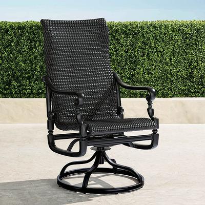 Set of 2 Carlisle Woven Swivel Rocker Dining Chairs in Onyx Aluminum - Onyx Finish with Onyx Wicker - Frontgate