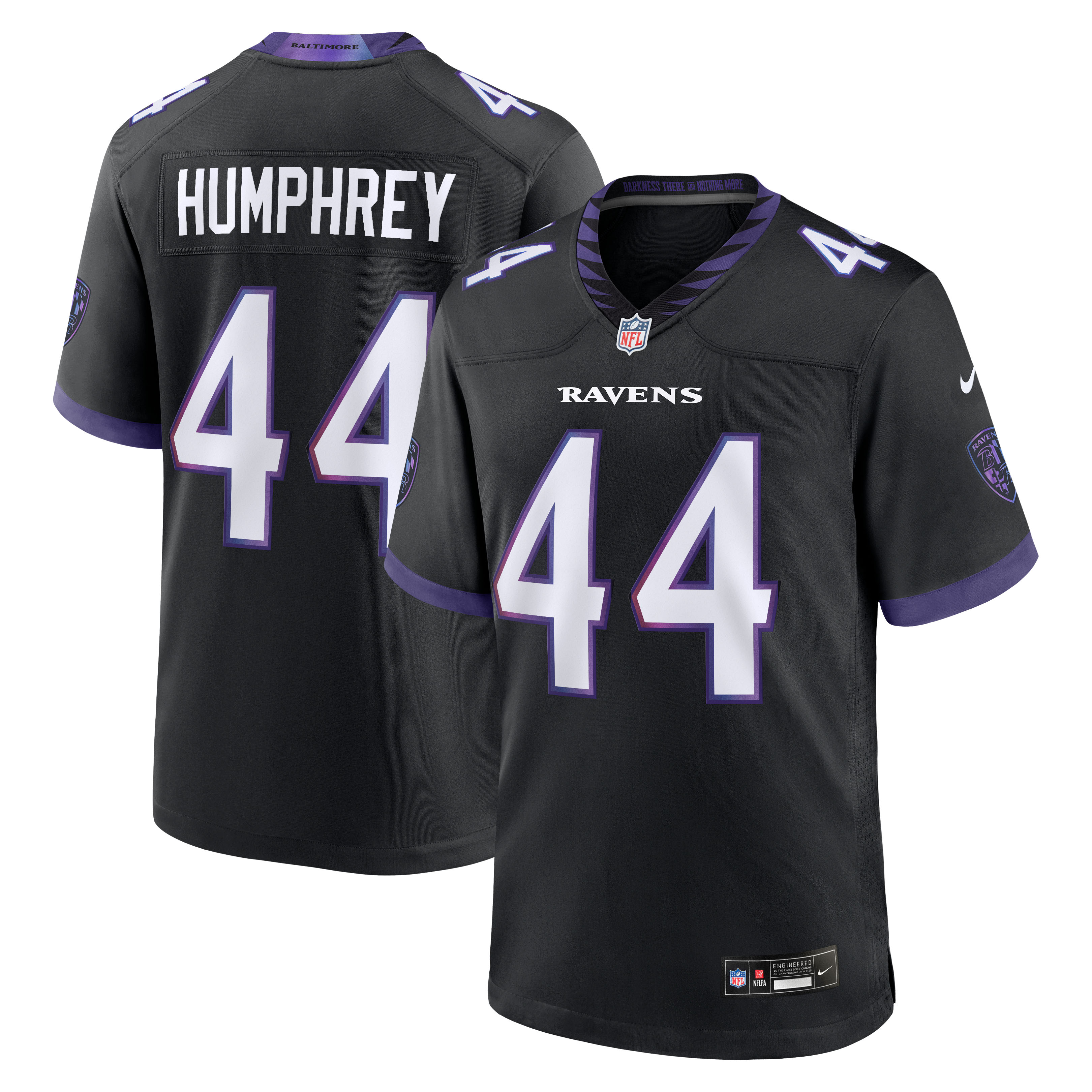 "Nike Herren Marlon Humphrey Schwarzes Baltimore Ravens Auswärtstrikot" Image