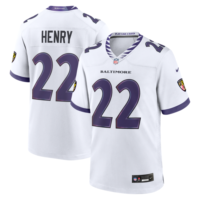 "Nike Herren Derrick Henry Weißes Baltimore Ravens Spieltrikot" Image