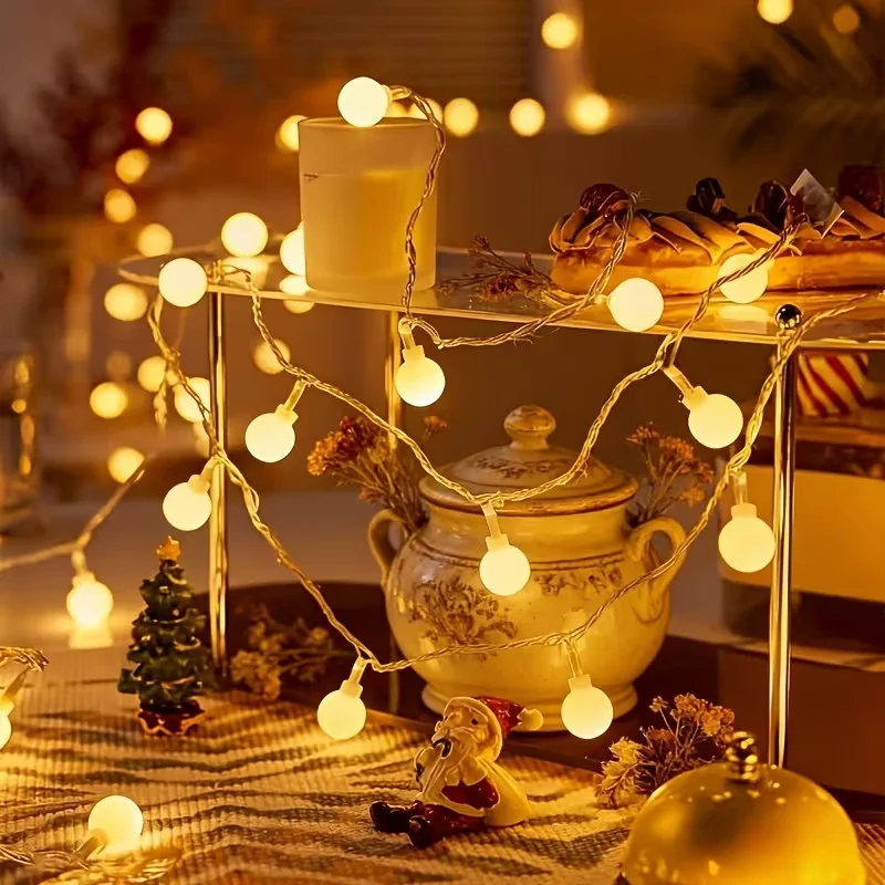 10M USB/Batteriebetriebene Kugel-LED-Lichterkette, Girlande für Außenbereich, Camping, Hängelampe, Zelte, Hochzeit, Garten, Weihnachtsdekoration