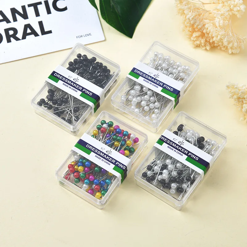 100 Stück Nähnadeln für Stoff mit Box Gerade Nadeln Positionierungsnadeln Haushalt Handwerk Nähwerkzeuge Schmuck DIY Dekoration Image