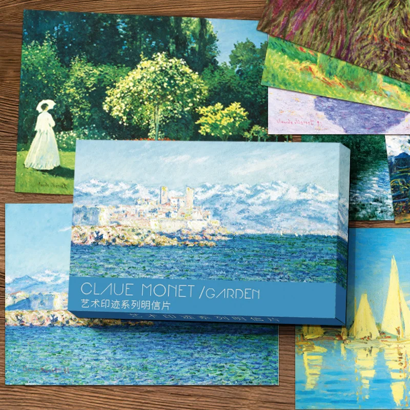 30 Blatt Claude Monet Ölgemälde-Postkarten, Vintage-Kunst, Gruß, Wunschkarten, modisches Geschenk Image