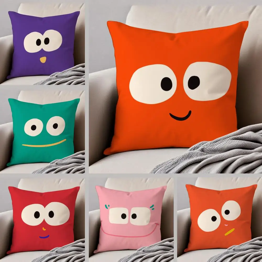 Niedlicher Lächeln-Kissenbezug, Dekokissenhülle mit Versteckten Knöpfen, Langlebiges Polyester-Stuhlkissen Image