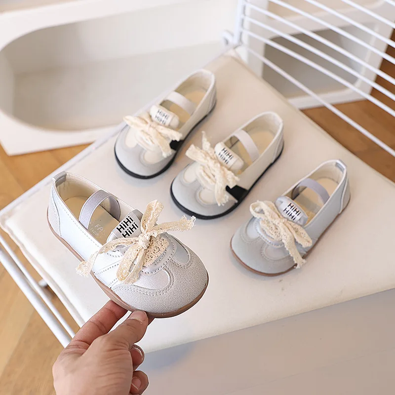 Mädchen Lederschuhe Kinder Freizeitschuhe Atmungsaktive Slip-On Weiche Flache Schuhe Kinder Schleife Hochzeit Kleid Schuhe Prinzessin Ballerinas