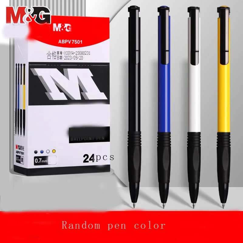 M&G 0,7 mm Push-Action-Kugelschreiber für Studenten und Büro, geschäftliche Nutzung, schwarz/blaue Farbe zum Schreiben Image