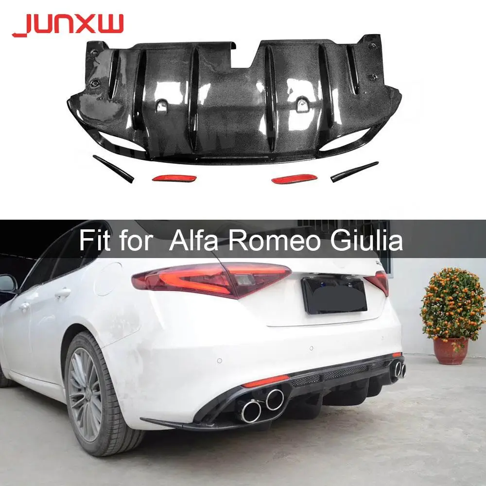 Diffusore Posteriore in Vera Fibra di Carbonio per Alfa Romeo Giulia Berlina 4 Porte 2017-2020, Spoiler per Paraurti Posteriore
