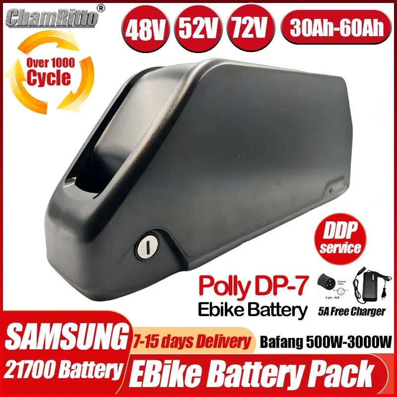 Batteria al litio Hailong 36V 48V 52V 60V 72V per bici elettrica, compatibile con Cham Rider Polly DP7 30Ah 40Ah 50Ah 60Ah, kit E-bike 1000W 2000W 3000W