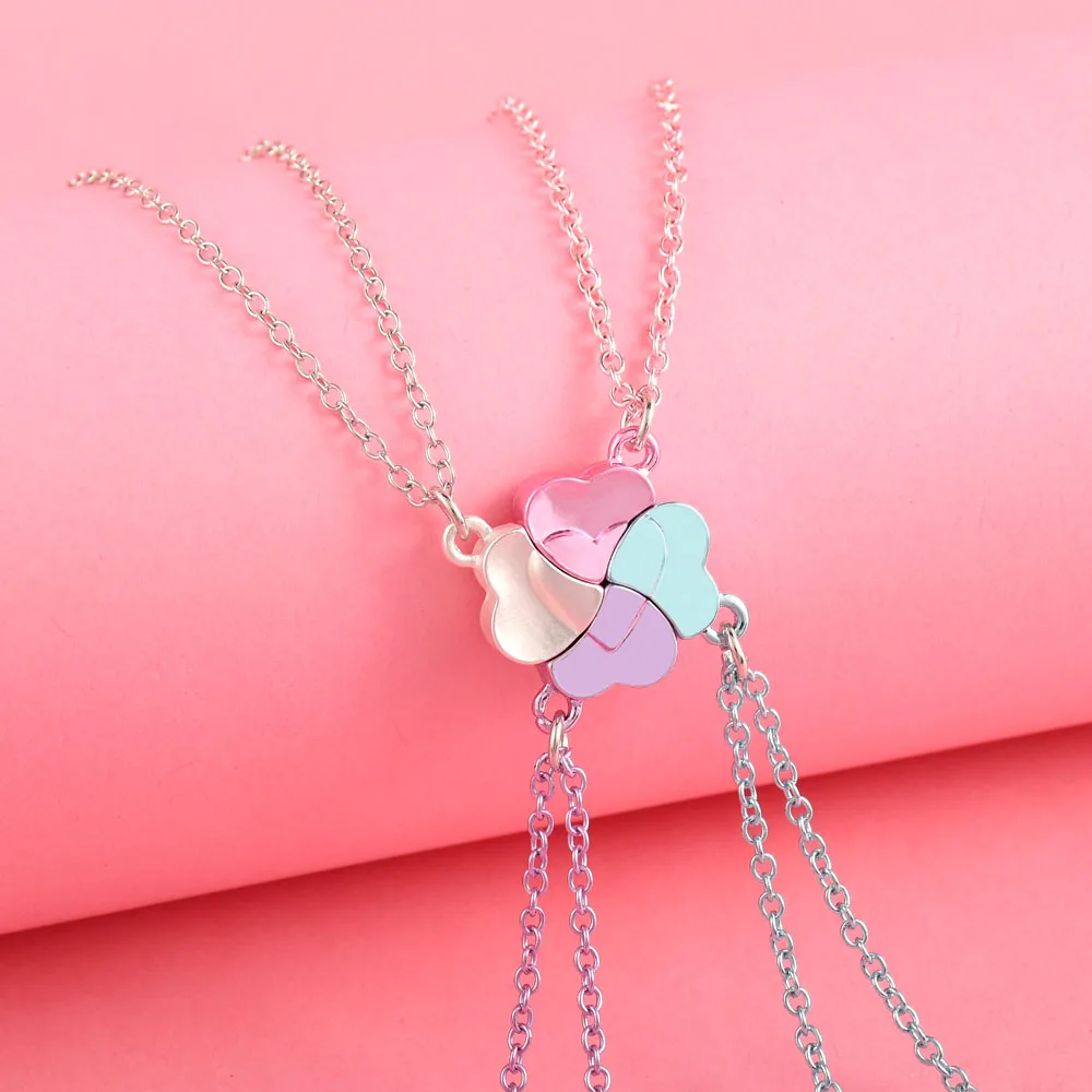 4 Teile/satz Mode Glück Vierblättriges Kleeblatt Nähte Beste Freundin Bestie Halskette für Mädchen Mode Freundschaft Geschenke Image